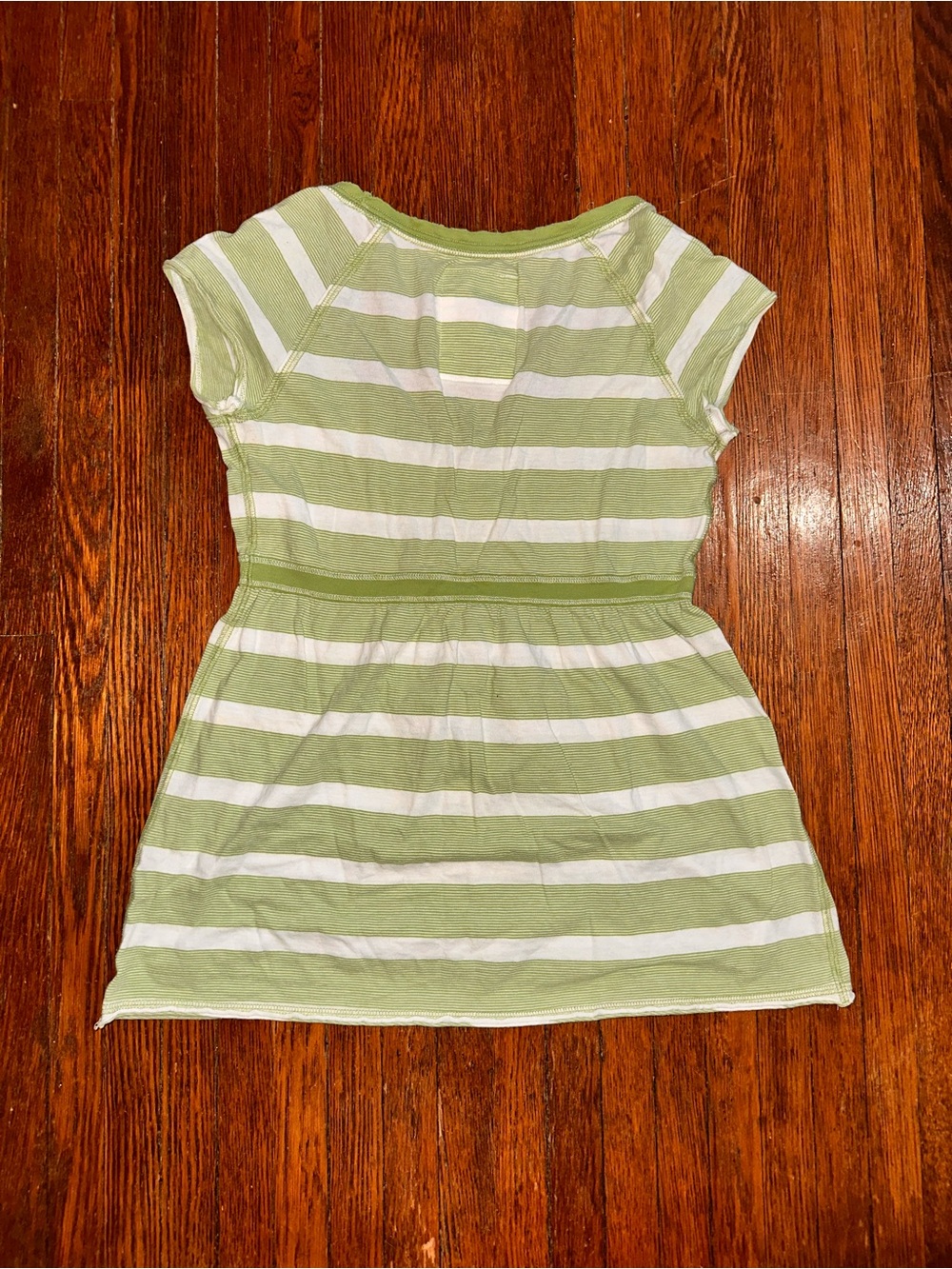 Vintage Y2K Medium Hollister Preppy Striped Babydoll Green Short Sleeve Shirt - Picture 2 of 5